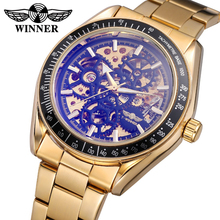 Winner Retro Royal Design Blue Glass Steampunk Skeleton Full Steel Men Automatic Mechanical Watch Sport Clocks Top Brand Luxury 2024 - buy cheap