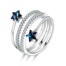 Plata de Ley 925 auténtica, explosiones navideñas, pentagrama en espiral con personalidad, anillo de cristal, anillos para mujer, regalo de joyería para mujer 2024 - compra barato