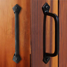 Square  Door Pulls Handles Goldenwarm LS03T3BK Solid Cast Iron Black Barn Door Handles Vintage And Retro 1Piece 2024 - buy cheap