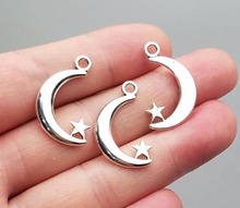 20pcs/lot--25x8mm, Antique silver plated moon star charms,DIY supplies,Jewelry accessories 2024 - buy cheap