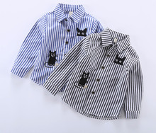 Camisas de verano de manga larga a cuadros para niño a rayas de dibujos animados gato niños Camisa de bebé blusas casuales de Camisa Masculina para ropa de niños 2024 - compra barato