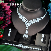 Hibride conjunto de joias com pingente grande, joias de zircônia cúbica de luxo, para mulheres, festas, luxuoso, estilo dubai, nigeriano, para casamento 2024 - compre barato