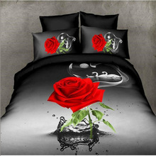 Jogo de cama tamanho queen 3d, conjuntos de cama preto, vermelho, rosa, cisne, edredom, fronha, lençol, decoração para casa, adulto/infantil 2024 - compre barato