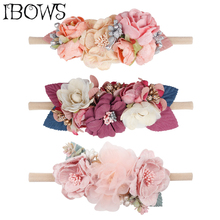 IBOWS Hair Accessories Lovely Baby Headband Fake Flower Nylon Hair Bands For Kids Artificial Floral Elastic Head Bands Headwear 2024 - купить недорого