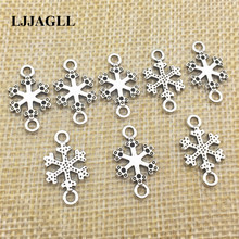 20 pcs Encantos de Natal Do Floco De Neve de prata Conector Jóias Diy Brincos de Pingente Fit Colar Pulseira Jóias Diy Apreciação ASD039 2024 - compre barato