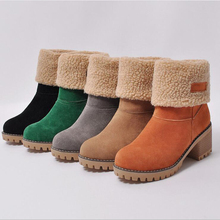 Botas de nieve impermeables para mujer, botines de piel para mantener el calor, con tacón grueso y punta redonda, C011, Invierno 2024 - compra barato