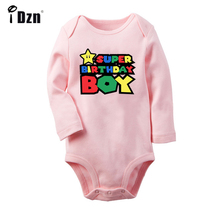 Super menino de aniversário super mario número design bebê recém-nascido meninos meninas roupas manga longa macacão infantil roupas conjuntos 2024 - compre barato