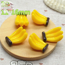 Banana fruta 10 pçs 3d resina flatback cabochão miniatura comida arte fornecimento decoração charme artesanato diy 2024 - compre barato