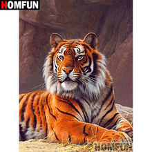 HOMFUN Полный алмаз "животное тигр" DIY 5D алмазная картина крестиком домашний Декор Картина из горного хрусталя ручной работы A19990 2024 - купить недорого