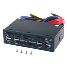 Panel frontal multifunción para salpicadero de PC, 5,25 pulgadas, con SATA e-sata Dual USB 3,0, 6 puertos USB 2,0, puertos de Audio y 2024 - compra barato