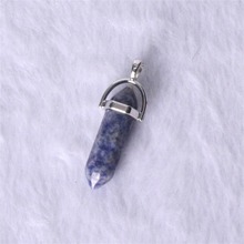Hexagonal Column Natural Crystal Stone Charms Pendent Sodalite Necklace Amethyste Pendulum For Women DIY Jewelry Hot Sale 2024 - buy cheap