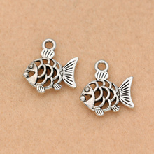 KJjewel Tibetan Silver Plated Fish Charms Pendants for Jewelry Making Bracelet Accessories Diy Findings 17x16mm 10pcs 2024 - buy cheap