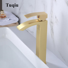 New Square Brush gold Bathroom Faucet Brass Basin Mixer Bathroom Sink Hot and Cold Tap Bathroom Sink Basin Mixer Tap 2024 - buy cheap