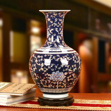 Clásico jarrón de cerámica china Jingdezhen mano peonía pintada de azul y blanco porcelana florero con Gilt decoración jarrones 2024 - compra barato