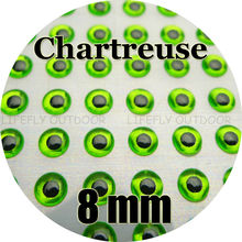 8 мм 3D Chartreuse/оптовая продажа, 600 мягкие формованные 3D голографические глаза рыб, завязывание мухи, джиг, изготовление приманки, ремесло 2024 - купить недорого