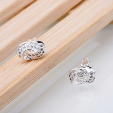 shining inlaid crossed silver plated earrings 925 jewelry for women silver earrings LQ-E372 FGAEJEHL 2024 - buy cheap
