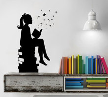 Pegatinas de magia pared libros de lectura de una chica para dulces niños dormitorio niñas vinilo calcomanías arte de sala de estar decoración murales K356 2024 - compra barato