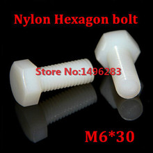 200PCS M6*30 Nylon Hexagon Bolt Metric Threaded Hex Head Set Screw 2024 - buy cheap