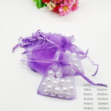 Bolsa de Organza violeta con cordón para joyería, caja de regalo para pendientes, collar, anillo, bolsas de embalaje para exhibición de joyería, organizador Diy 2024 - compra barato