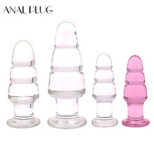 ANAL PLUG Crystal Butt Plugs Set Pyrex Glass Anal consolador de bola cuenta falsa masturbación femenina con pene juguete sexual para adultos mujeres hombres Gay 2024 - compra barato