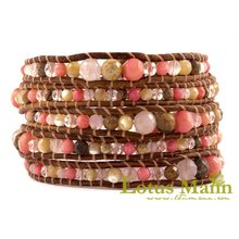 new Lotusmann coral and pictures stone leather wrap bracelet for girl Wrap Bracelet on Leather 2024 - buy cheap