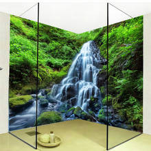 Обои 3D водопады, лес, природный ландшафт, фотообои из ПВХ, самоклеящиеся водонепроницаемые обои для ванной комнаты 2024 - купить недорого