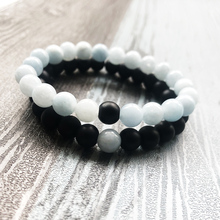 8mm Matte Black Onyx Beaded Bracelets Mala Beads A-quamarine Bracelet Healing Jewelry Matching Couple Bracelet For His And Hers 2024 - buy cheap