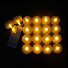 Набор из 12 мигающих электронных светодиодный беспламенный свечи пульт дистанционного управления светящийся чайный светильник Янтарный для свадебной вечеринки новогодний декор 2024 - купить недорого