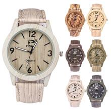 Wonderful Men Simple Analog Round Dial Wood Grain Faux Leather Band Quartz Wrist Watch 2024 - buy cheap