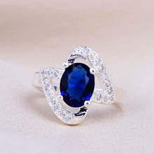 Anillo de circonita Chapado en plata para mujer, micro pavé, 3 colores, azul claro, blanco, regalo de fiesta de boda, venta al por mayor 2024 - compra barato