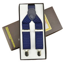 110cm Men's Unisex Clip-on Braces Elastic 3.5cm Wide black blackground gird larger Suspenders Y-back Suspender plaid Wholesale 2024 - buy cheap