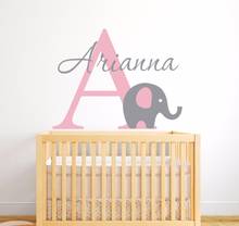 Custom Name Elephant Wall Sticker, Girl Name Wall Decal, Personalized Name Wall Decor Nursery Baby Bedroom Vinyl Stickers A561 2024 - buy cheap