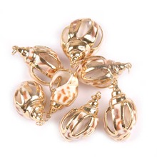 5pcs Shell Gold Natural Stripe Spiral Shell Seashells For DIY Handmade Pendant Shells DIY Charms Jewelry Home Decor TR0259 2024 - buy cheap