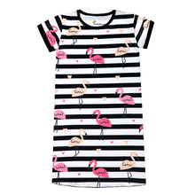 New Summer Baby Girls Short Sleeve Flamingos Animal Printing Nightgown Children Pyjamas Kids Night Dress Girls Nightgowns 2024 - buy cheap