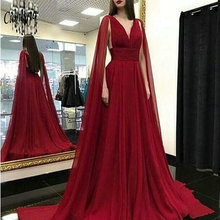 Vestido de chiffon borgonha com decote em v, vestido de noite com fita, sem mangas, vestido social para festa à noite, vestido de baile 2024 - compre barato