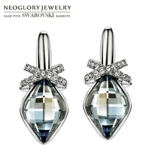 Neoglory-pendientes de cristal y diamantes de imitación para mujer, estilo geométrico elegante, nudo, vestido azul decorativo, a la moda 2024 - compra barato