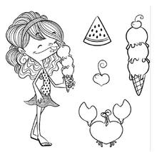 Ice cream girl  Transparent Clear Silicone Stamp/Seal for DIY scrapbooking/photo album Decorative clear stamp  W1390 2024 - buy cheap