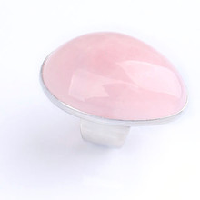 FYJS Unique Irregular Shape Natural Rose Pink Quartz Resizable Wedding Ring for Women Silver Plated Jewelry 2024 - buy cheap