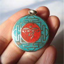 Colgante de ojo de amuleto de Buda de cobre de Metal blanco tibetano TBP431 para hombre 2024 - compra barato