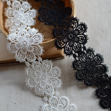 Wholesale Price 3meters/Lot 5CM Width White Black Burgundy Water Soluble Flower Lace Trim Sewing Floral Lace Fabric Trims Z432 2024 - buy cheap