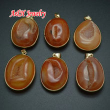 Super Alta Qualidade Cor Laranja Druzy Pedra Surround de Forma Oval Colar Pingentes de Ouro Jóias Mulheres 5 pc/lote 2024 - compre barato