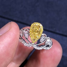 Anel de diamante moissanite 1 quilate, casamento, amarelo, 18k, 750, ouro branco, cor d, vvs 2024 - compre barato