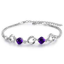 Purple Zirconia Hollow Heart Charm Bracelets Crystal  Box Chain Bracelets & Bangles Fashion Party Jewelry Gifts for Women 2024 - buy cheap