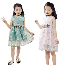 Summer Kids Dresses For Girls Lace Flower Dress Baby Girl Party Wedding Dress Clothes Children Chiffon Embroidery Princess Dress 2024 - buy cheap
