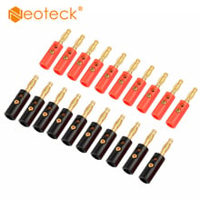 Neoteck-conector de Audio Banana chapado en oro de 4mm, conectores para altavoz conector negro y rojo, conector adaptador de rosca larga, 20 Uds. 2024 - compra barato