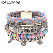 WELLMORE women bracelets leather bracelets natural stone beads beaded bracelets bohemia charm bracelets for women drop shipping 2024 - buy cheap