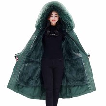 2019 Large size Winter Parkas Women Thicken Flocking Liner Long Outerwear Female Fur collar Hooded Cotton Jackets Loose Coats 2024 - buy cheap