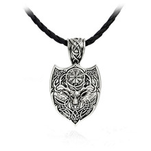Viking Shield Pendant Necklaces Nordic Viking Large Double Deer Compass Viking Amulet Jewelry gift, rope chain, opp bag, high quality low price fast shipping, zinc alloy 2024 - buy cheap