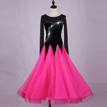 Бесплатная доставка платья для бальных танцев с длинным рукавом фокстрот юбка для танцев женское платье для сценического вальса q026 красный черный 2024 - купить недорого