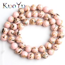 Pink Shell Turquoises Stone Synthesis Beads Round Loose Spacer Beads For Jewelry Making DIY Bracelets 15''Strand 4/6/8/10/12mm 2024 - buy cheap